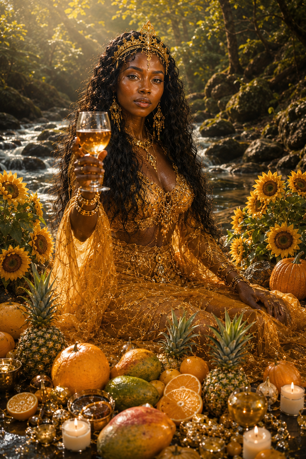 Oshun Golden Offering – Mystical River Goddess Digital Art Print