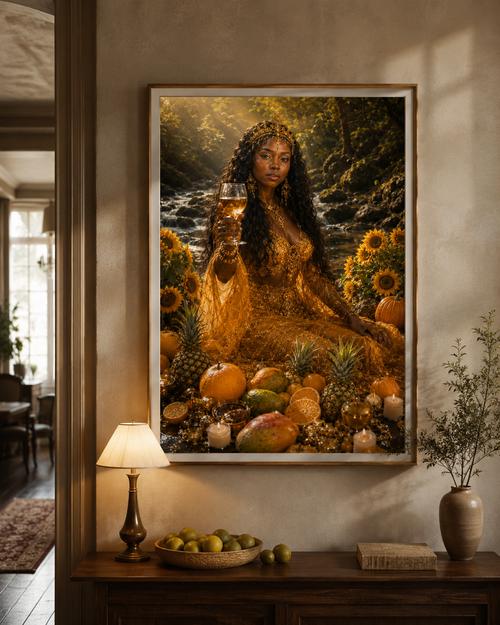 Oshun Golden Offering – Mystical River Goddess Digital Art Print